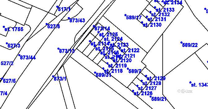 Parcela st. 2117 v KÚ Český Brod, Katastrální mapa