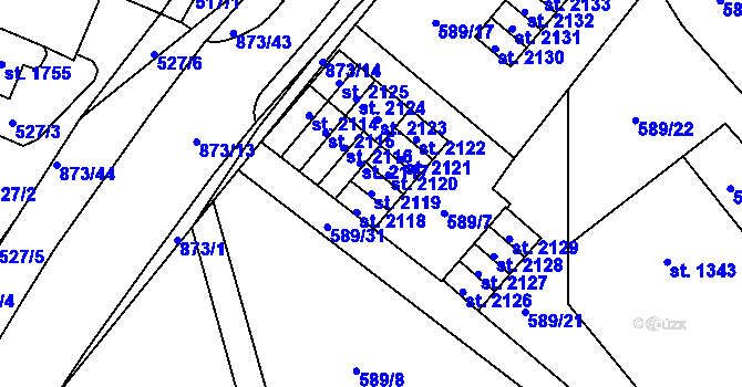 Parcela st. 2119 v KÚ Český Brod, Katastrální mapa