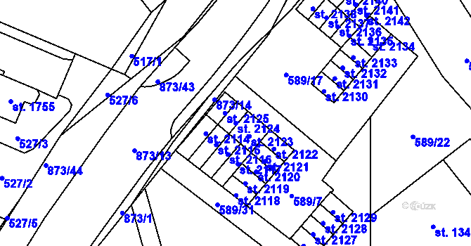 Parcela st. 2124 v KÚ Český Brod, Katastrální mapa