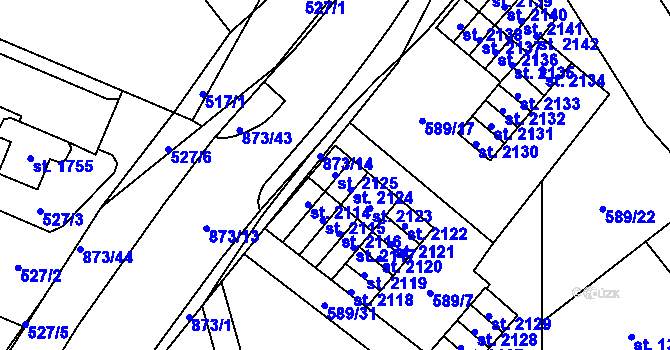 Parcela st. 2125 v KÚ Český Brod, Katastrální mapa