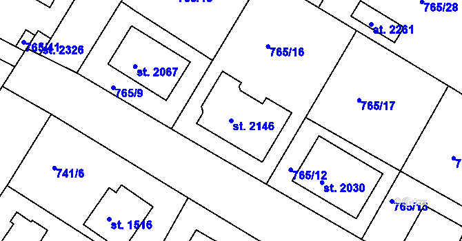 Parcela st. 2146 v KÚ Český Brod, Katastrální mapa