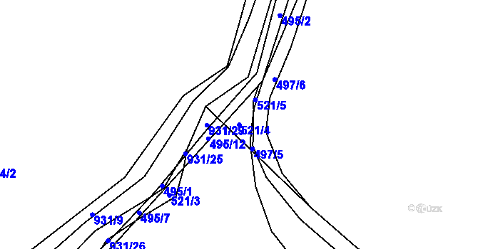 Parcela st. 521/4 v KÚ Český Brod, Katastrální mapa
