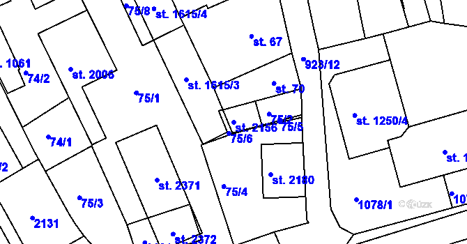 Parcela st. 2156 v KÚ Český Brod, Katastrální mapa