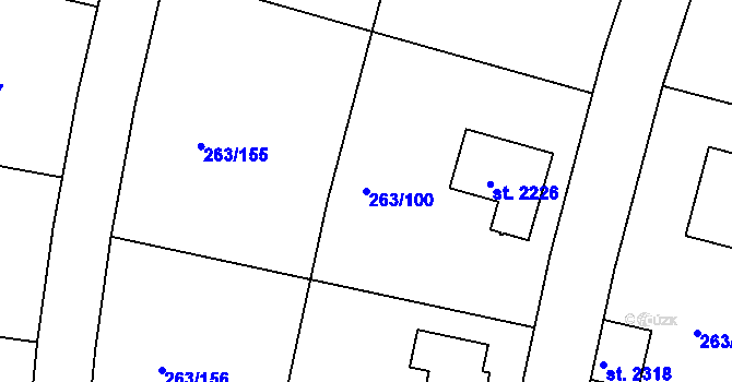 Parcela st. 263/100 v KÚ Český Brod, Katastrální mapa