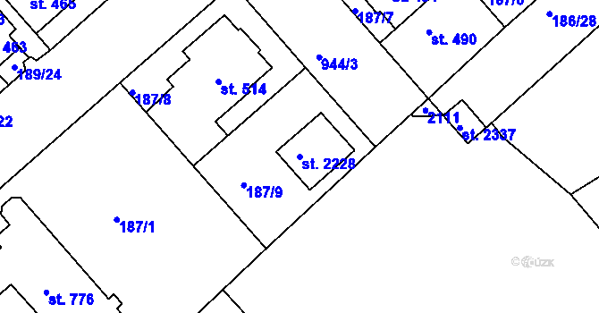 Parcela st. 2228 v KÚ Český Brod, Katastrální mapa