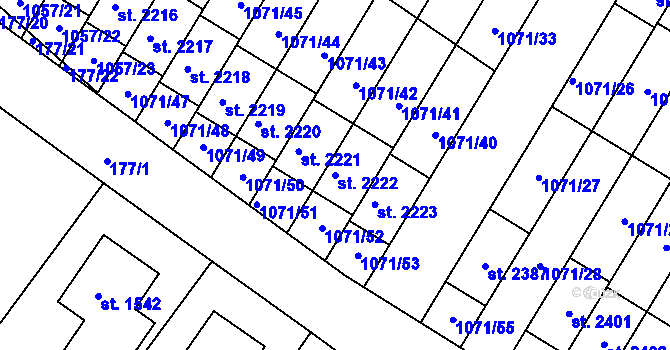 Parcela st. 2222 v KÚ Český Brod, Katastrální mapa