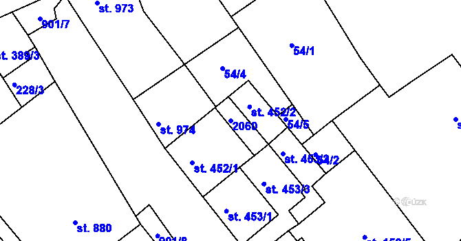 Parcela st. 2060 v KÚ Český Brod, Katastrální mapa