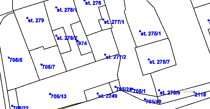 Parcela st. 277/2 v KÚ Český Brod, Katastrální mapa