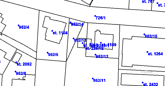 Parcela st. 2258 v KÚ Český Brod, Katastrální mapa
