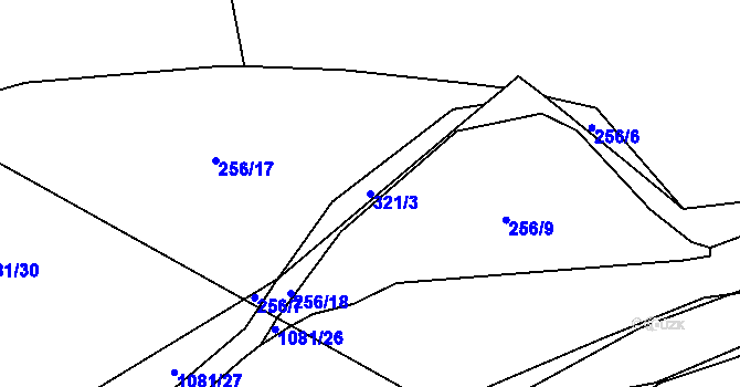 Parcela st. 321/3 v KÚ Český Brod, Katastrální mapa
