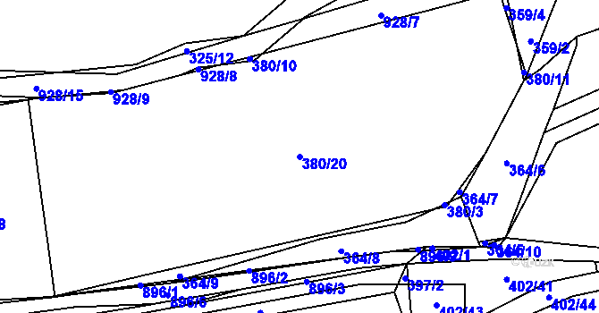 Parcela st. 380/20 v KÚ Český Brod, Katastrální mapa