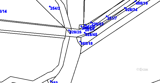 Parcela st. 488/18 v KÚ Český Brod, Katastrální mapa