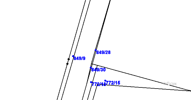 Parcela st. 849/28 v KÚ Český Brod, Katastrální mapa