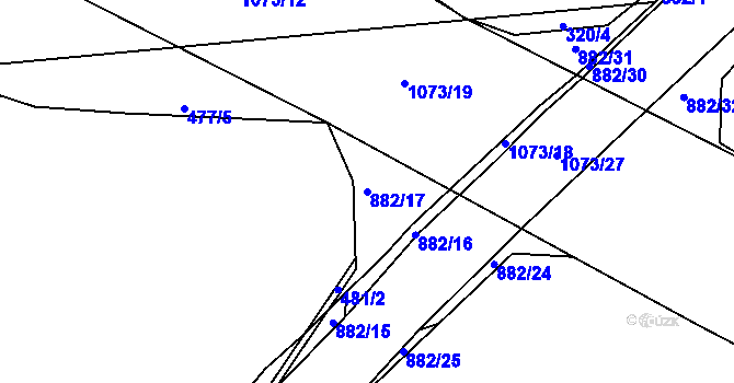 Parcela st. 882/17 v KÚ Český Brod, Katastrální mapa