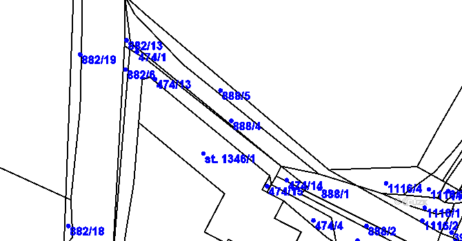Parcela st. 888/4 v KÚ Český Brod, Katastrální mapa