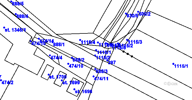 Parcela st. 1116/1 v KÚ Český Brod, Katastrální mapa