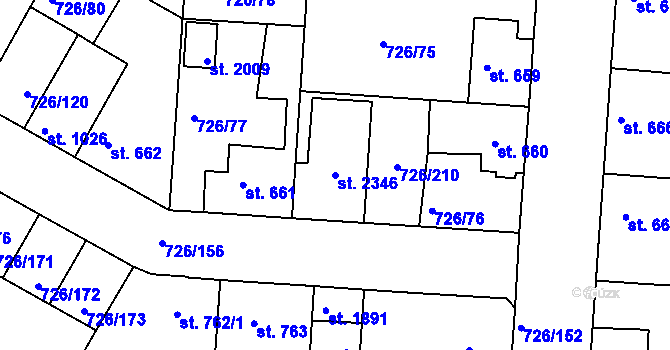 Parcela st. 2346 v KÚ Český Brod, Katastrální mapa