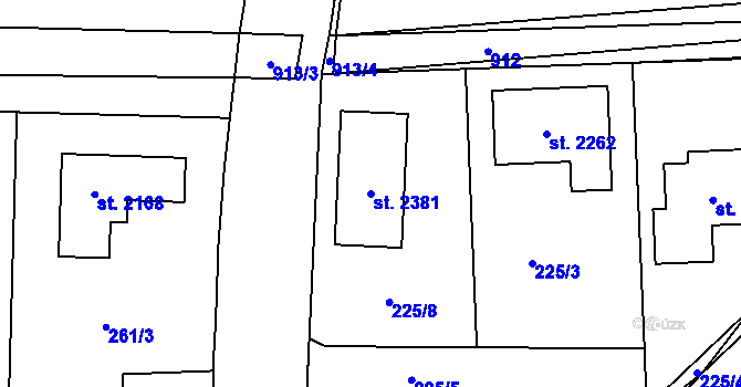 Parcela st. 2381 v KÚ Český Brod, Katastrální mapa