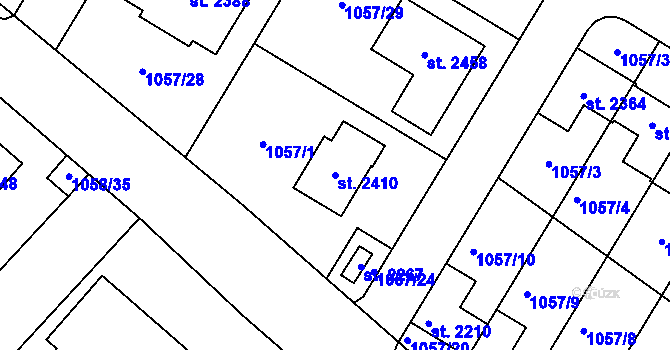 Parcela st. 2410 v KÚ Český Brod, Katastrální mapa
