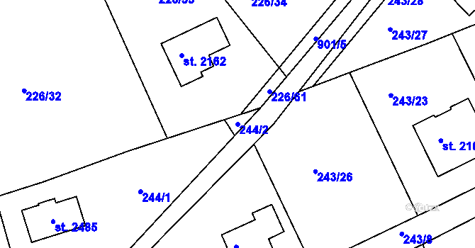 Parcela st. 244/2 v KÚ Český Brod, Katastrální mapa