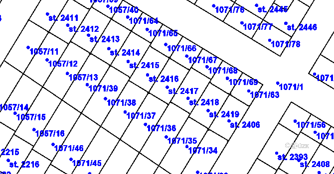 Parcela st. 2417 v KÚ Český Brod, Katastrální mapa