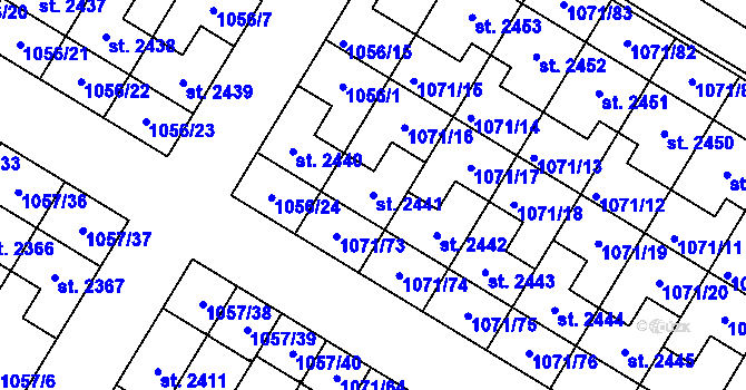 Parcela st. 2441 v KÚ Český Brod, Katastrální mapa