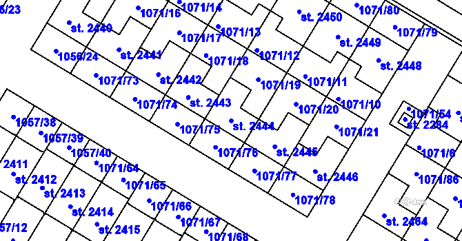 Parcela st. 2444 v KÚ Český Brod, Katastrální mapa