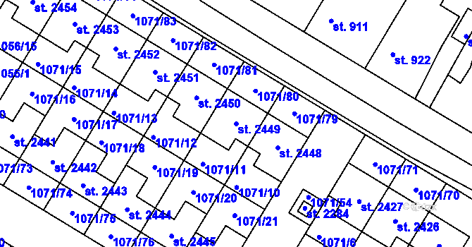 Parcela st. 2449 v KÚ Český Brod, Katastrální mapa
