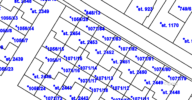 Parcela st. 2452 v KÚ Český Brod, Katastrální mapa