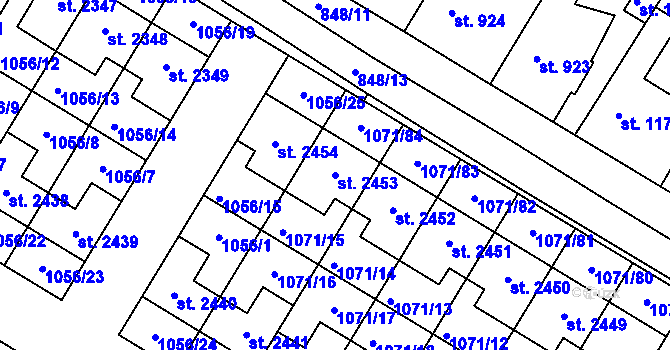 Parcela st. 2453 v KÚ Český Brod, Katastrální mapa