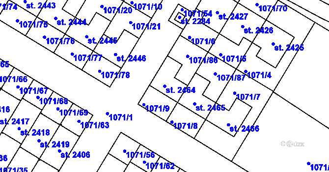 Parcela st. 2464 v KÚ Český Brod, Katastrální mapa