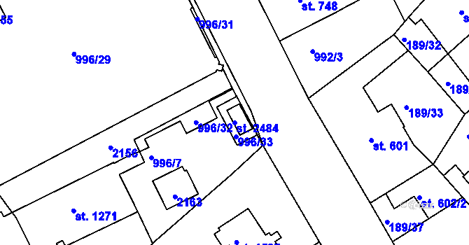 Parcela st. 2484 v KÚ Český Brod, Katastrální mapa