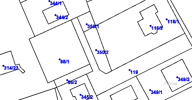 Parcela st. 350/2 v KÚ Štolmíř, Katastrální mapa