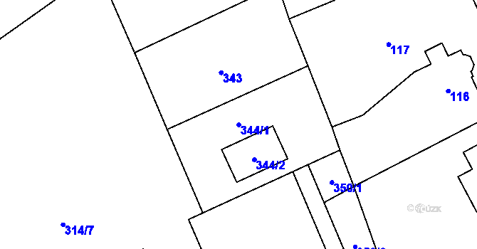 Parcela st. 344/1 v KÚ Štolmíř, Katastrální mapa