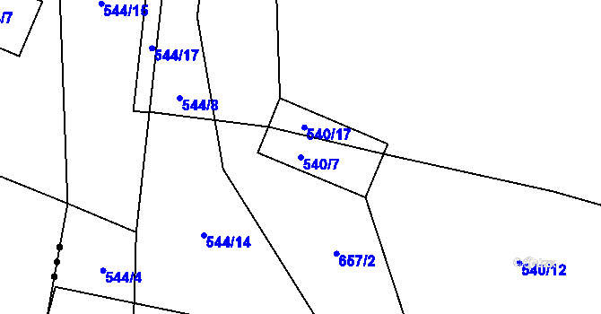 Parcela st. 540/7 v KÚ Liblice u Českého Brodu, Katastrální mapa