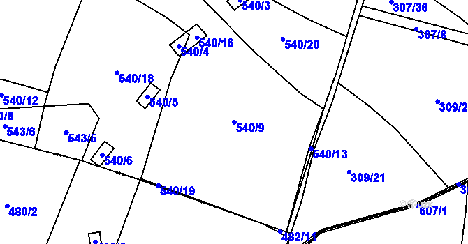 Parcela st. 540/9 v KÚ Liblice u Českého Brodu, Katastrální mapa