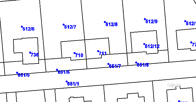 Parcela st. 711 v KÚ Liblice u Českého Brodu, Katastrální mapa