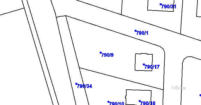 Parcela st. 790/9 v KÚ Liblice u Českého Brodu, Katastrální mapa