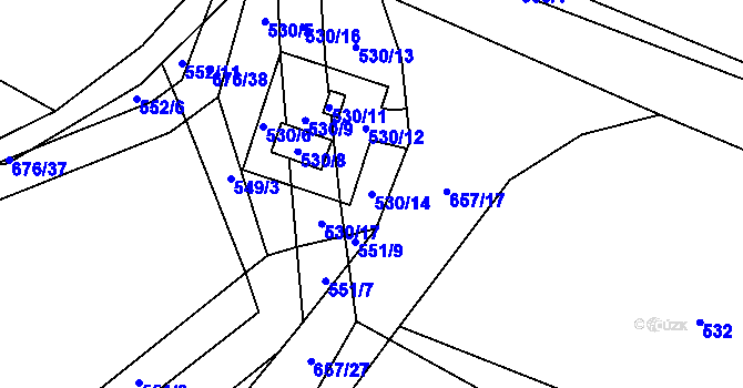 Parcela st. 530/14 v KÚ Liblice u Českého Brodu, Katastrální mapa