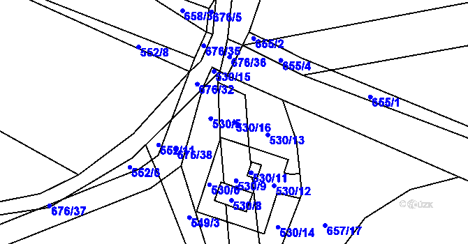 Parcela st. 530/16 v KÚ Liblice u Českého Brodu, Katastrální mapa