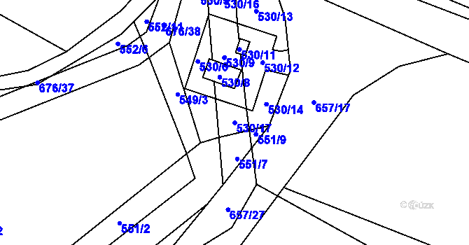 Parcela st. 530/17 v KÚ Liblice u Českého Brodu, Katastrální mapa