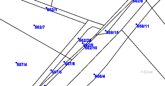 Parcela st. 562/9 v KÚ Liblice u Českého Brodu, Katastrální mapa