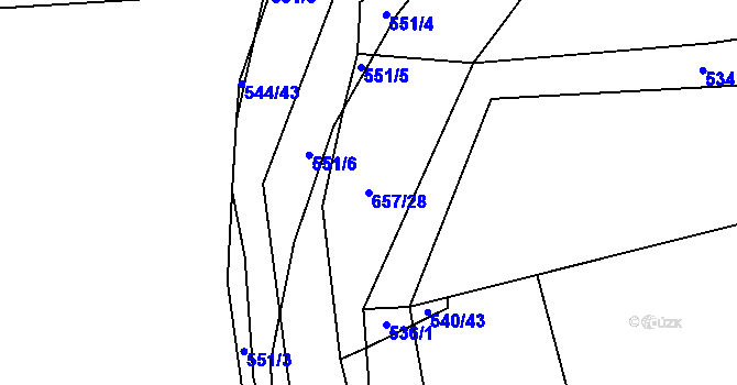 Parcela st. 657/28 v KÚ Liblice u Českého Brodu, Katastrální mapa