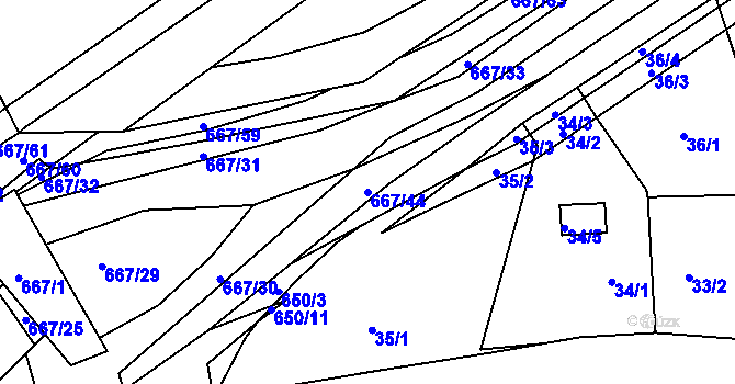 Parcela st. 667/44 v KÚ Liblice u Českého Brodu, Katastrální mapa