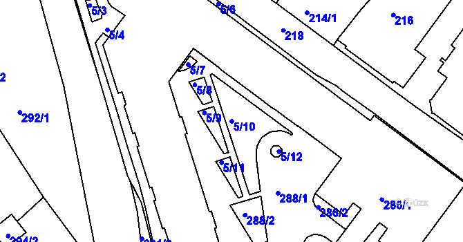 Parcela st. 5/10 v KÚ Český Dub, Katastrální mapa