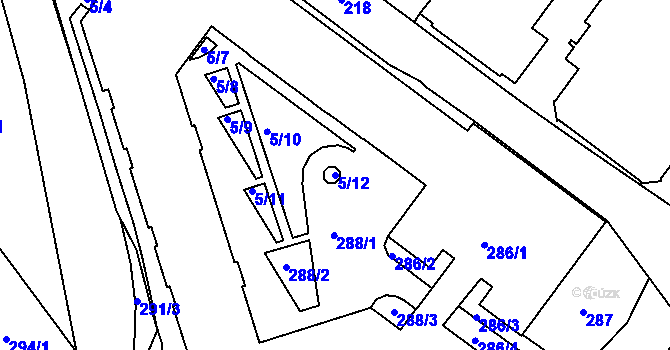 Parcela st. 5/12 v KÚ Český Dub, Katastrální mapa