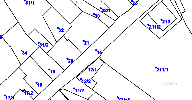 Parcela st. 15 v KÚ Český Dub, Katastrální mapa