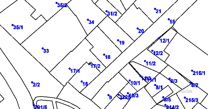 Parcela st. 18 v KÚ Český Dub, Katastrální mapa
