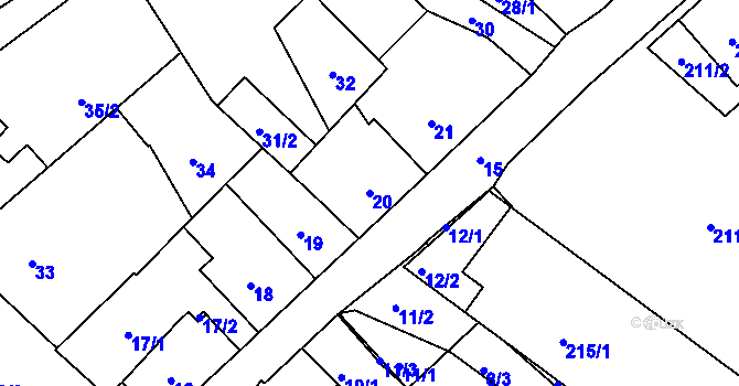 Parcela st. 20 v KÚ Český Dub, Katastrální mapa