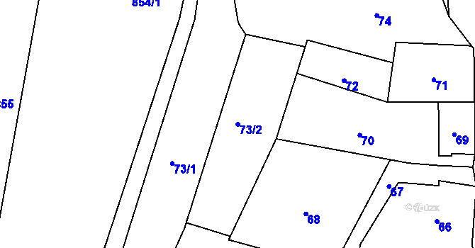 Parcela st. 73/2 v KÚ Český Dub, Katastrální mapa